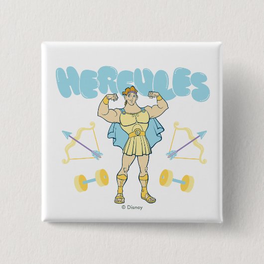 Badge Carré 5 Cm Hercules Arrows and Dumbbells Flex Button (Devant)