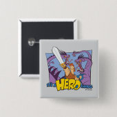Badge Carré 5 Cm Hercules vs Hydra - It's a HERO Thing Button (Devant & derrière)