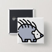 Badge Carré 5 Cm Hérisson (Devant & derrière)