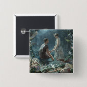 Badge Carré 5 Cm Hermia Lysander & fées Midsummer Night Dream (Devant & derrière)