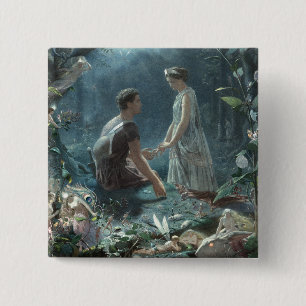 Badge Carré 5 Cm Hermia Lysandre & fées Songe d'une nuit d'été