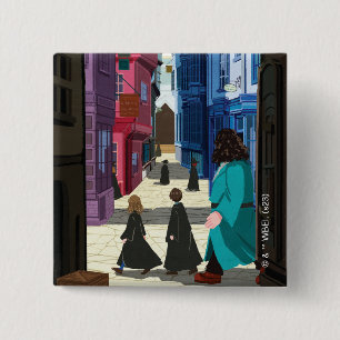 Badge Carré 5 Cm Hermione, HARRY POTTER™ & Hagrid dans Diagon Alley