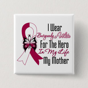 Badge Carré 5 Cm Héros de cancer de la tête et du cou ma mère