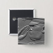 Badge Carré 5 Cm Héros de l'ancien combattant militaire (Devant & derrière)