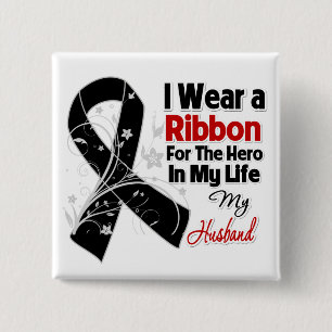 Badge Carré 5 Cm Héros de mari dans mon cancer de la peau de la vi