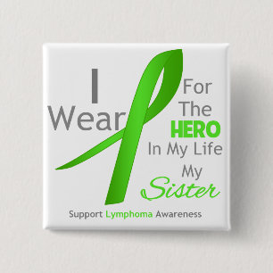 Badge Carré 5 Cm Héros de soeur dans ma vie - lymphome