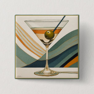 Badge Carré 5 Cm Heure du cocktail Martini du milieu du XXe siècle
