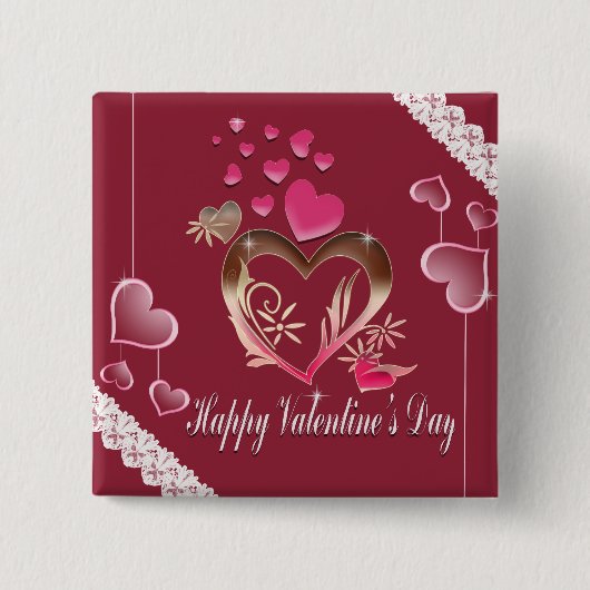 Badge Carré 5 Cm Heureuse Sainte-Valentin (Devant)