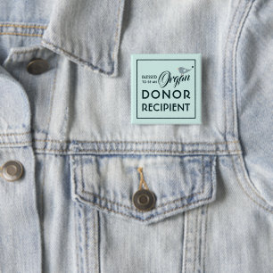Badge Carré 5 Cm Heureux D'Être Un Donateur D'Organes Bénéficiai