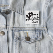 Badge Carré 5 Cm Hey Cancer Du Sein Vous Avez Choisi Le Mauvais Div (En situation)