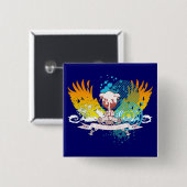 Badge Carré 5 Cm hi-fi tree. (Devant & derrière)