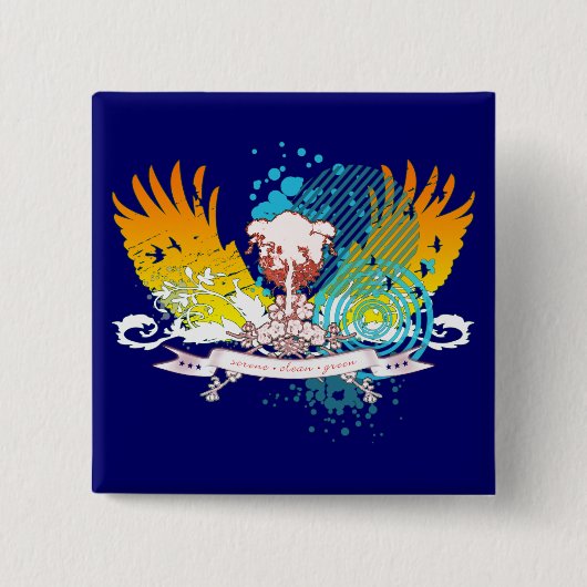 Badge Carré 5 Cm hi-fi tree. (Devant)