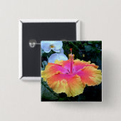 Badge Carré 5 Cm hibiscus (Devant & derrière)