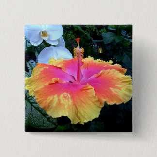 Badge Carré 5 Cm hibiscus