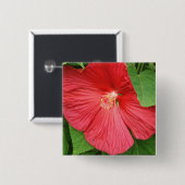 Badge Carré 5 Cm Hibiscus Flower Bright Magenta (Devant & derrière)