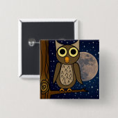 Badge Carré 5 Cm hibou (Devant & derrière)