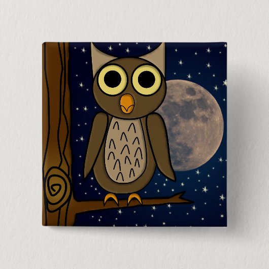Badge Carré 5 Cm hibou (Devant)