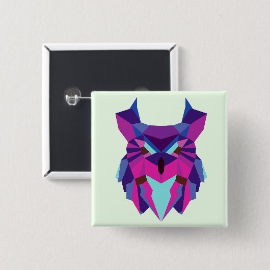 Badge Carré 5 Cm Hibou (Devant & derrière)