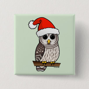 Badge Carré 5 Cm Hibou barré Père Noël de Noël