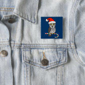 Badge Carré 5 Cm Hibou de grand gris Père Noël (En situation)
