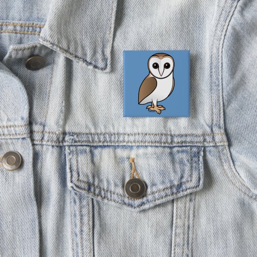 Badge Carré 5 Cm Hibou de grange (En situation)