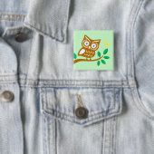 Badge Carré 5 Cm Hibou mignon (En situation)