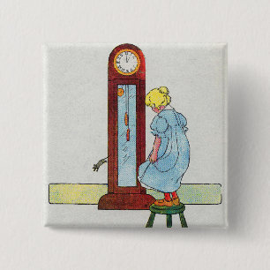Badge Carré 5 Cm Hickory, Dickory, Dock Mother Goose Nursery Rhyme