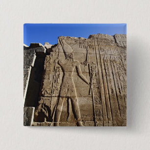Badge Carré 5 Cm Hiéroglyphes anciens sur le mur, Temple de Karnak,