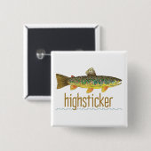 Badge Carré 5 Cm Highsticker - Pêche à la mouche (Devant & derrière)