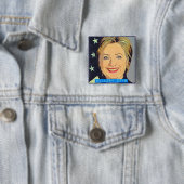Badge Carré 5 Cm HILLARY 2016 ! IL est TEMPS (En situation)