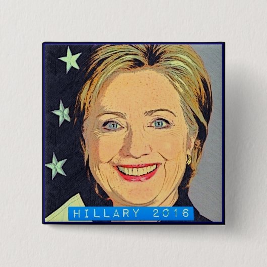 Badge Carré 5 Cm HILLARY 2016 ! IL est TEMPS (Devant)