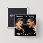 Badge Carré 5 Cm Hillary Clinton 2016 (Devant & derrière)