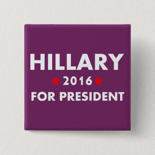 Badge Carré 5 Cm Hillary Clinton pour le président