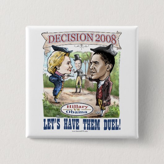 Badge Carré 5 Cm Hillary contre le bouton d'Obama (Devant)