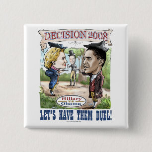 Badge Carré 5 Cm Hillary contre le bouton d'Obama