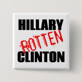 Badge Carré 5 Cm Hillary Rotten Clinton (Devant)