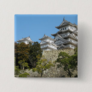 Badge Carré 5 Cm Himeji Château 姫 路 城, Hyogo, Japon