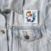 Badge Carré 5 Cm Hippie Gnome : Profitez de la vie (En situation)