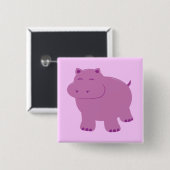 Badge Carré 5 Cm Hippo mignon (Devant & derrière)