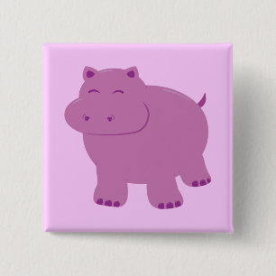 Badge Carré 5 Cm Hippo mignon