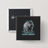 Badge Carré 5 Cm Hippo Radiant Moo Deng (Devant & derrière)