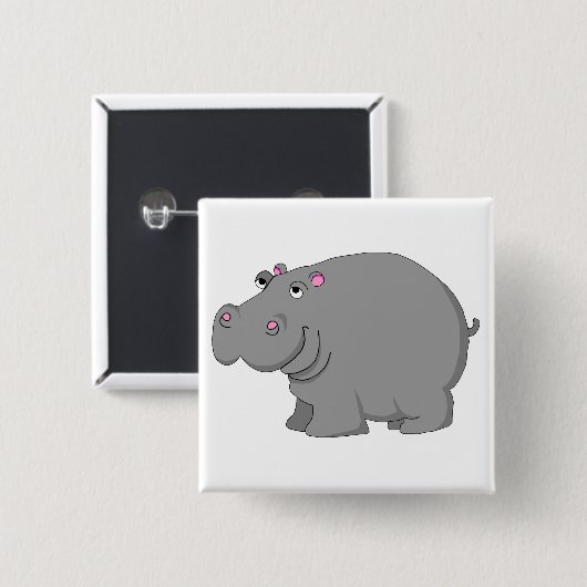 Badge Carré 5 Cm hippopotame (Devant & derrière)