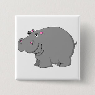 Badge Carré 5 Cm hippopotame