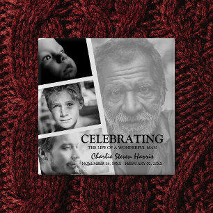 Badge Carré 5 Cm Histoire de vie photo moderne Collage Funérailles