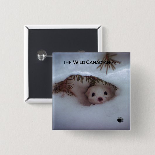 Badge Carré 5 Cm Hiver - Weasel à queue courte (Devant & derrière)