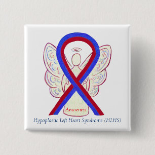 Badge Carré 5 Cm HLHS Sensibilisation Ruban Angel Bouton Personnali