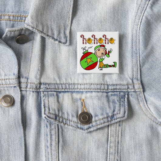 Badge Carré 5 Cm Ho Ho Ho Holiday Elfe (En situation)
