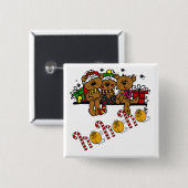 Badge Carré 5 Cm Ho Ho Ho Nounours (Devant & derrière)