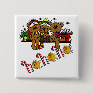 Badge Carré 5 Cm Ho Ho Ho Nounours