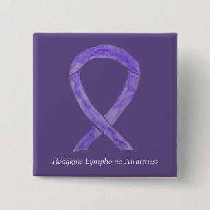 Badge Carré 5 Cm Hodgkins Lymphoma Art Violet Ruban Pins Personnali